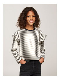 【SALE／50%OFF】(K)TOMMY HILFIGER(トミーヒルフィガー) GIRLS ストライプロングスリーブTシャツ TOMMY HILFIGER トミーヒルフィガー トップス カットソー・Tシャツ レッド ホワイト【RBA_E】[Rakuten Fashion]
