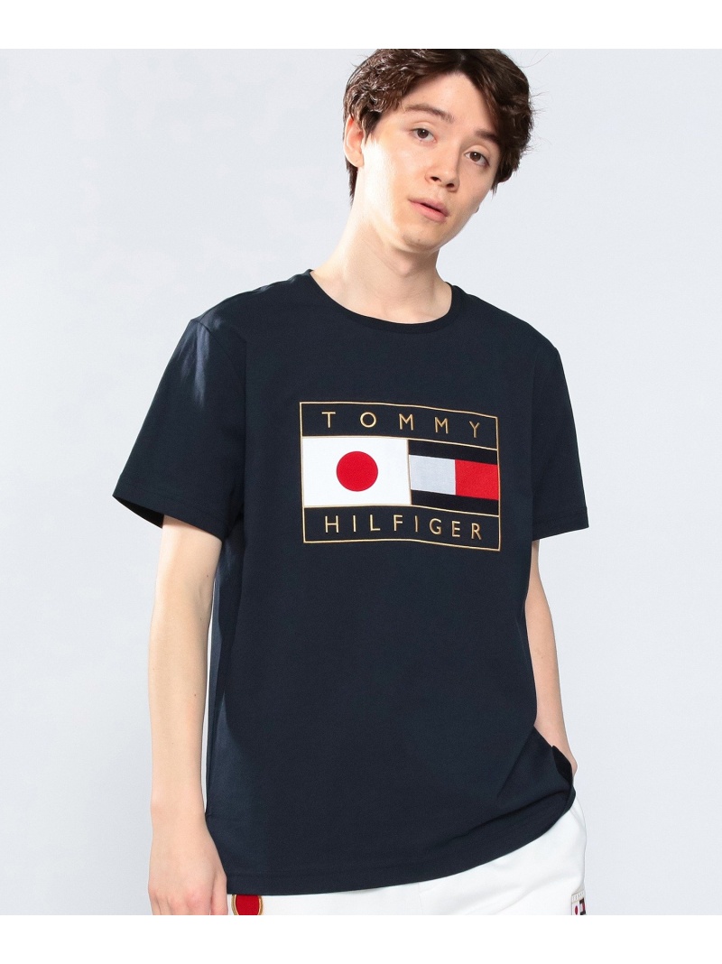【SALE／50%OFF】(M)TOMMY HILFIGER(トミーヒルフィガー) JAPAN TOKYO FLAG GRAPHIC TEE  TOMMY HILFIGER トミーヒルフィガー カットソー Tシャツ ネイビー ブルー ホワイト【RBA_E】[Rakuten Fashion] |  