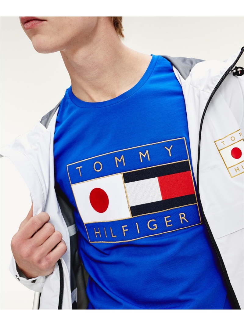 【SALE／70%OFF】(M)TOMMY HILFIGER(トミーヒルフィガー) JAPAN TOKYO FLAG GRAPHIC TEE  TOMMY HILFIGER トミーヒルフィガー トップス カットソー・Tシャツ ネイビー ブルー ホワイト【RBA_E】[Rakuten  Fashion] 