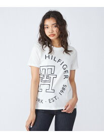 【SALE／30%OFF】(W)TOMMY HILFIGER(トミーヒルフィガー) レギュラーエクスプロウドモノグラムTシャツ TOMMY HILFIGER トミーヒルフィガー トップス カットソー・Tシャツ ネイビー ホワイト【RBA_E】【送料無料】[Rakuten Fashion]