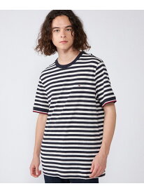 【SALE／50%OFF】(M)TOMMY HILFIGER(トミーヒルフィガー) NATURAL TECH STRIPED TEE TOMMY HILFIGER トミーヒルフィガー トップス カットソー・Tシャツ ネイビー【RBA_E】【送料無料】[Rakuten Fashion]