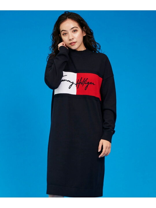 楽天市場 Sale 50 Off Th Warm ロゴニットワンピース Tommy Hilfiger トミーヒルフィガー ワンピース ニットワンピース ネイビー Rba E 送料無料 Rakuten Fashion Tommy Hilfiger