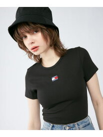 (W)TOMMY HILFIGER(トミーヒルフィガー)スリムバッジリブTシャツ TOMMY JEANS トミーヒルフィガー トップス カットソー・Tシャツ ブラック ホワイト パープル ピンク【送料無料】[Rakuten Fashion]