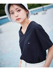 【オンライン限定】トミーヒルフィガー ワンポイントロゴVネックオーバーサイズTシャツ TOMMY HILFIGER トミーヒルフィガー トップス カットソー・Tシャツ ネイビー ホワイト ブラック【送料無料】[Rakuten Fashion]