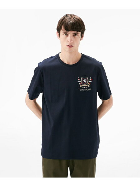 【SALE／50%OFF】ヒルフィガークレストインターロックT TOMMY HILFIGER トミーヒルフィガー トップス カットソー・Tシャツ レッド グリーン ホワイト ネイビー【RBA_E】【送料無料】[Rakuten Fashion]