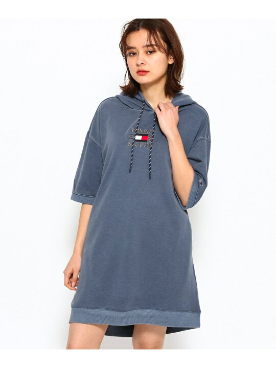 楽天市場 Sale 30 Off W Tommy Hilfiger トミーヒルフィガー ショートスリーブパーカーワンピース Tommy Jeans トミーヒルフィガー ワンピース 半袖ワンピース ネイビー ホワイト Rba E 送料無料 Rakuten Fashion Tommy Hilfiger
