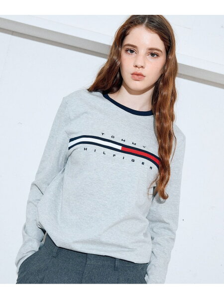 【SALE／45%OFF】【オンライン限定】トミーヒルフィガーロゴロングスリーブTシャツ / TINO TEE TOMMY HILFIGER トミーヒルフィガー トップス カットソー・Tシャツ ネイビー ブラック ホワイト グレー【RBA_E】[Rakuten Fashion]