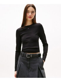 スリムエッセンシャルロングスリーブリブTシャツ TOMMY JEANS トミーヒルフィガー トップス カットソー・Tシャツ ブラック【送料無料】[Rakuten Fashion]