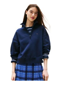 ボクシィーハーフジップスウェット TOMMY JEANS トミーヒルフィガー トップス スウェット・トレーナー ネイビー パープル【送料無料】[Rakuten Fashion]