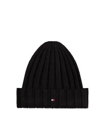 スモールフラッグニットキャップ TOMMY HILFIGER トミーヒルフィガー 帽子 ニット帽・ビーニー ブラック【送料無料】[Rakuten Fashion]