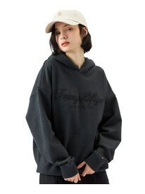【オンライン限定】オーバーサイズロゴフーディ TOMMY HILFIGER トミーヒルフィガー トップス スウェット・トレーナー ブラック カーキグリーン【送料無料】[Rakuten Fashion]