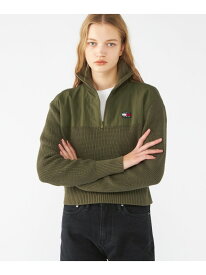 【SALE／50%OFF】(W)TOMMY HILFIGER(トミーヒルフィガー)ハーフジップバッジリブセーター TOMMY HILFIGER トミーヒルフィガー トップス ニット カーキ ブラック ホワイト【RBA_E】【送料無料】[Rakuten Fashion]