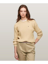 コットンケーブルクルーネックセーター TOMMY HILFIGER トミーヒルフィガー トップス ニット ホワイト ネイビー レッド オレンジ ベージュ ブルー【送料無料】[Rakuten Fashion]