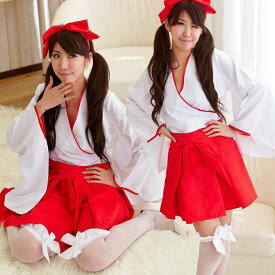 ハロウィン コスプレ 衣装 巫女 服 みこ ミコさん 和装 和風 和服 神社 巫女装束 袴 浴衣 着物 着物ドレス セクシー コスチューム 上下セット ミニスカ セット 一式 レディース ハロウィン仮装 制服コスプレ イベント パーティー ワンピース 女性 大人 用 可愛い エロ 超過激