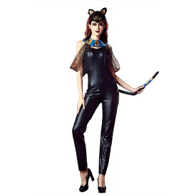 【黒/3】ブラックキャットスーツ レオタード 連体 バニーガール ボンテージ コスプレ 衣装 コスチューム アニマル 黒猫