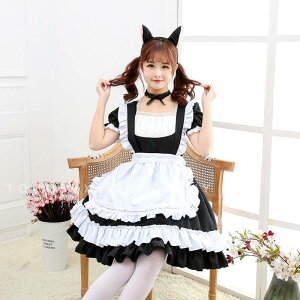 ハロウィン コスプレ メイド服 可愛い 仮装 猫耳 ネコみみ メイド服 半袖 レース セクシー コスチューム エプロン かわいい コスプレ衣装 ゴスロリ 通販 女の子 女性 ワンピース レディース
