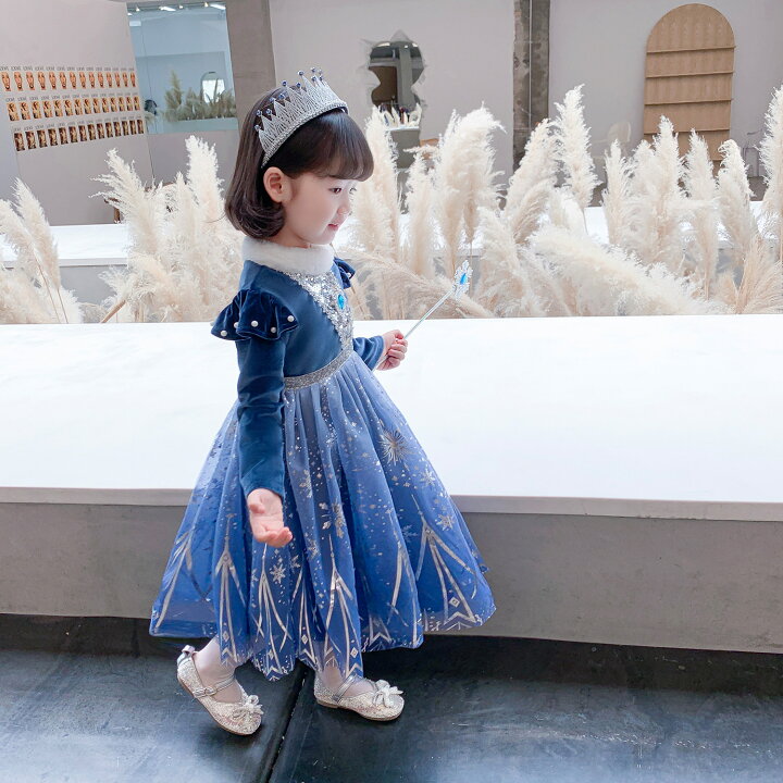 楽天市場】裏起毛 こどもドレス プリンセスドレス エルサ女の子 長袖 