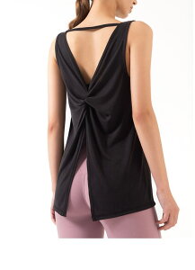 ヨガウェア レディース トップス バックデザイン ホットヨガ トレーニング  ロング丈 丈長 体型カバー おしゃれ かわいい Tシャツ ブラック ホワイト ピンク グリーン S M L