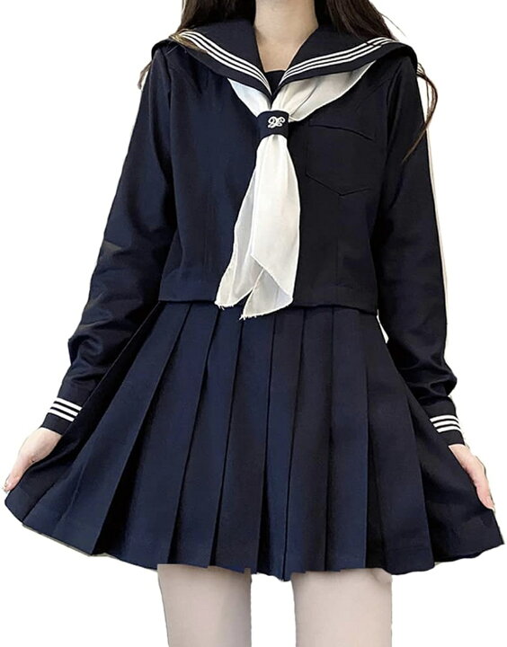 楽天市場】セーラー服 長袖 上下セット 女子高生 スクール制服 学生服 