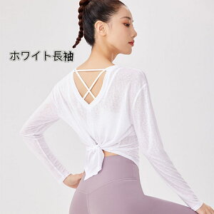 バレエ tシャツ トップス 長袖 半袖 リボン 結び 肩落ち 透け シースルー ラウンドネック ゆったり メッシュ レディース レッスン着 練習着 ジャズ ダンス ヨガ エレガント