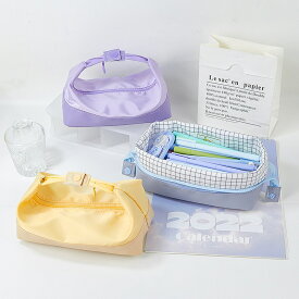 筆箱　ペンケース　手提げバッグのような　ペンケース 大容量 筆箱 筆入れ 小物収納 ふでばこ 女の子 子供 小学生 中学生 高校生 大学生 OL　韓国風　ピンク　パープル　ブルー　イエロー　4色