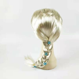 子供ウィッグ　ウィッグ プリンセス ウィッグ かつら コスチューム用 小物 ロング かつら 長い髪 巻き髪 エルサ　雪の結晶飾り　アニメ ハロウィン クリスマス パーティー 演劇衣装 10000134
