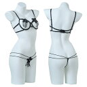 セクシー ランジェリー 超過激 下着 上下セット ブラショーツセット クロッチオープン 紐パン ワイヤーあり オープン ブラ＆ショーツ ヒモ レディース ブラジャーセット ひも セクシー女性下着 穴あき レース 花柄 股割れ 過激下着 エロ下着 ナイトブラ 2点セット 黒色