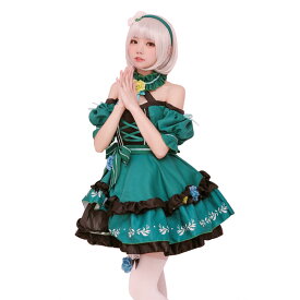 【緑/6】あす楽 アイドル風 メイド服 コスプレ衣装 コスチューム ハロウィン 仮装 大人用 女 レディース