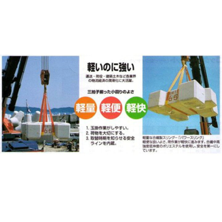 楽天市場】パワースリング KP-1型 (JIS III E型) 50mm幅×6M 1.6t 両端 