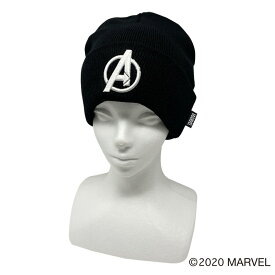 『マーベル』 『MARVEL』 AVENGERS デザイン ニットキャップ 帽子 防寒 かっこいい ロゴ おすすめ 大人 キャラクター ヒーロー 刺繍 シンプル レディース