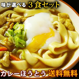 【大人気商品】本なま麺　ほうとう　だし味噌orカレー　3食セット 【メール便のため代引き・日時指定不可】信州ほうとう ほうとう鍋 お取り寄せ】【熨斗対応不可】 送料無料(※北海道、九州、四国、は別途送料加算となります)