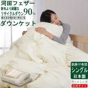 夏 肌掛け布団 洗える 羽毛布団 シングル 日本製 河田フェザー リサイクル ダウン 再生羽毛 90% 0.3kg 掛け布団 掛布団 臭い ホコリない 薄手 夏布団 洗濯 ダウンケット 夏ふとん 肌布団 肌掛