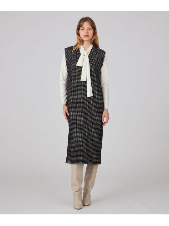 楽天市場】【SALE／40%OFF】ワッフルツイード Vネックワンピース  