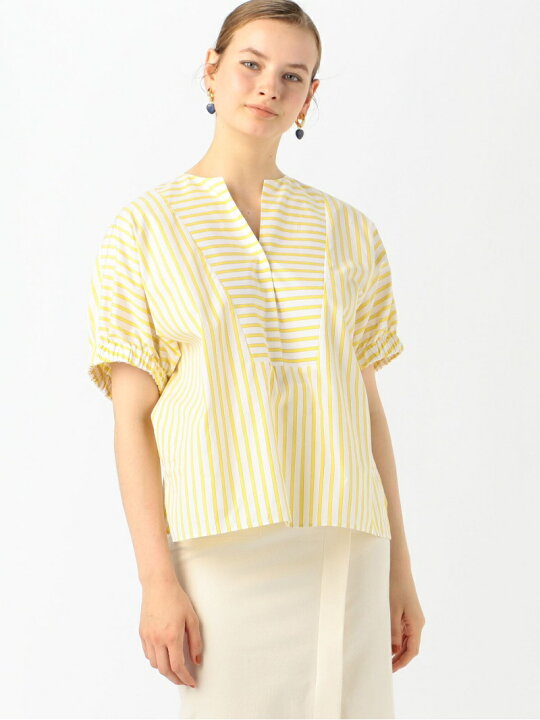 楽天市場】【SALE／40%OFF】ギザコットンストライプ ボザムブラウス 
