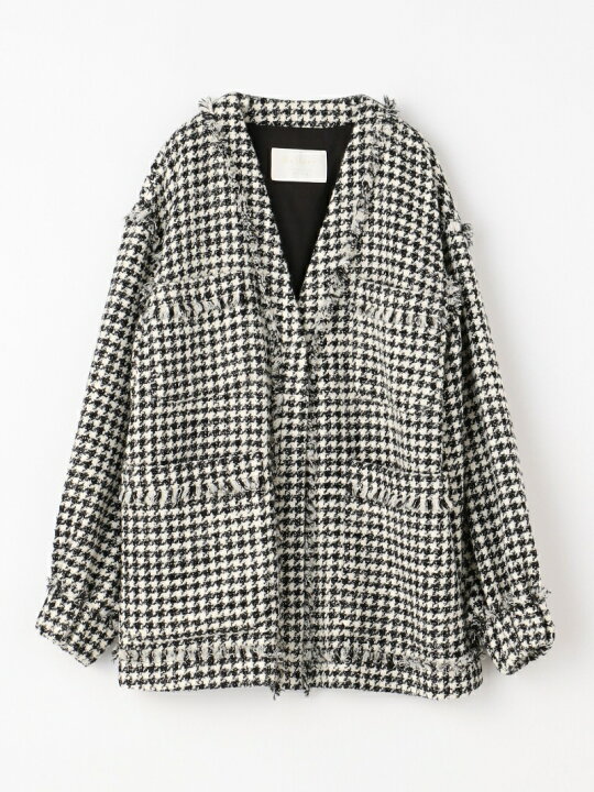 楽天市場】【SALE／30%OFF】ハウンドトゥースツイード ノーカラー 