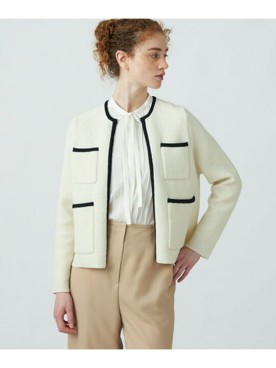 楽天市場】ウールナイロンブークレー フロントオープンカーディガン  