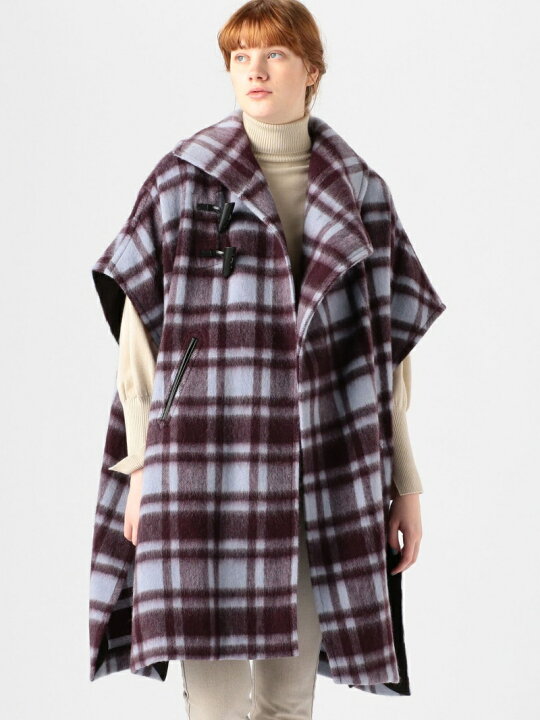 楽天市場】【SALE／60%OFF】シャギーチェック アシンメトリーポンチョ 