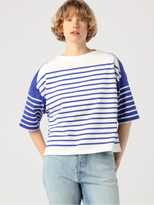楽天市場】【SALE／50%OFF】コットンパネルボーダー ボートネックプル 