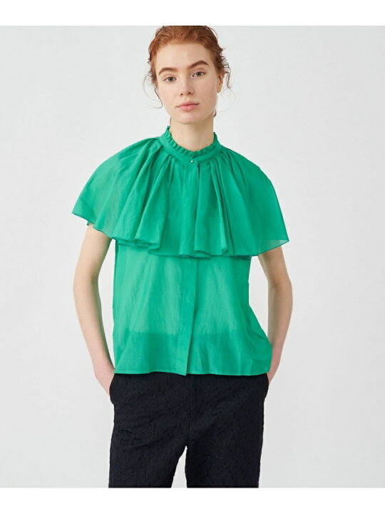 楽天市場】【SALE／40%OFF】コットンシルク ラッフルカラーブラウス 