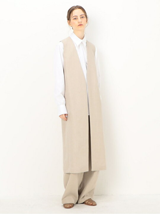 GALERIE VIE】リネンヘリンボーン ロングジレ 