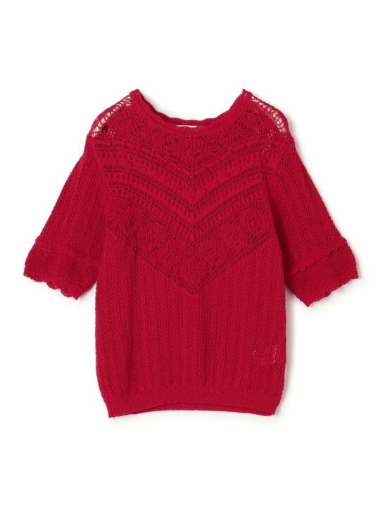 楽天市場】【SALE／40%OFF】レーシーニット ハーフスリーブプル 