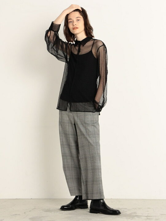 楽天市場】【SALE／40%OFF】チュールレース レギュラーカラーシャツ 