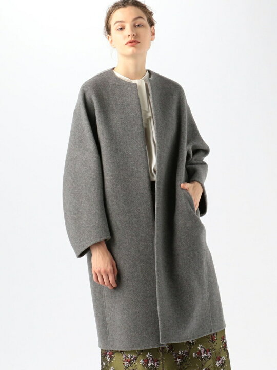 楽天市場】【SALE／30%OFF】ウールカシミヤダブルフェイス ノーカラー 