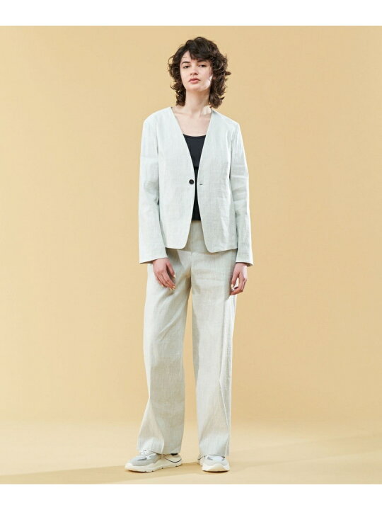 楽天市場】【SALE／40%OFF】リネンナイロンストレッチ ノーカラー 