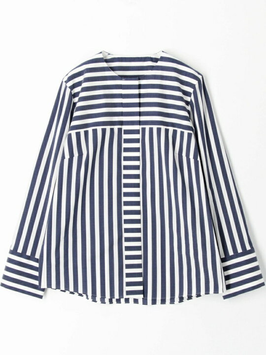 楽天市場】【SALE／30%OFF】ストレッチブロードストライプ ノーカラー 