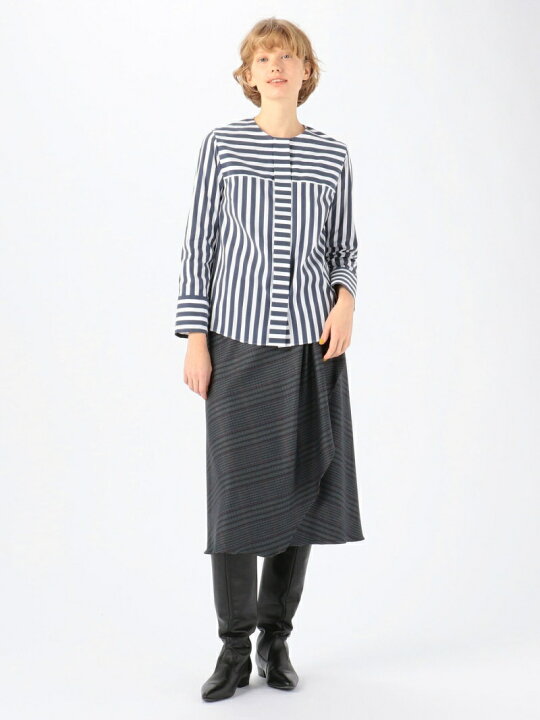 楽天市場】【SALE／30%OFF】ストレッチブロードストライプ ノーカラー 