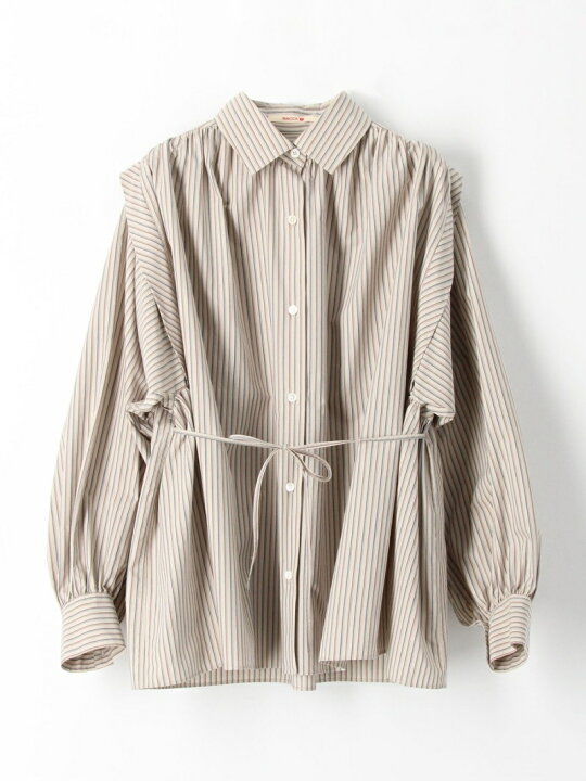 楽天市場】【SALE／30%OFF】コットンストライプ ギャザードブラウス  