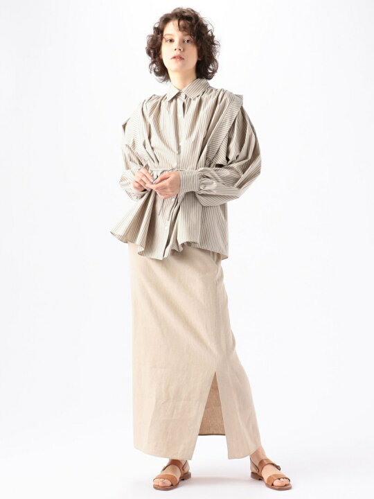 楽天市場】【SALE／30%OFF】コットンストライプ ギャザードブラウス 