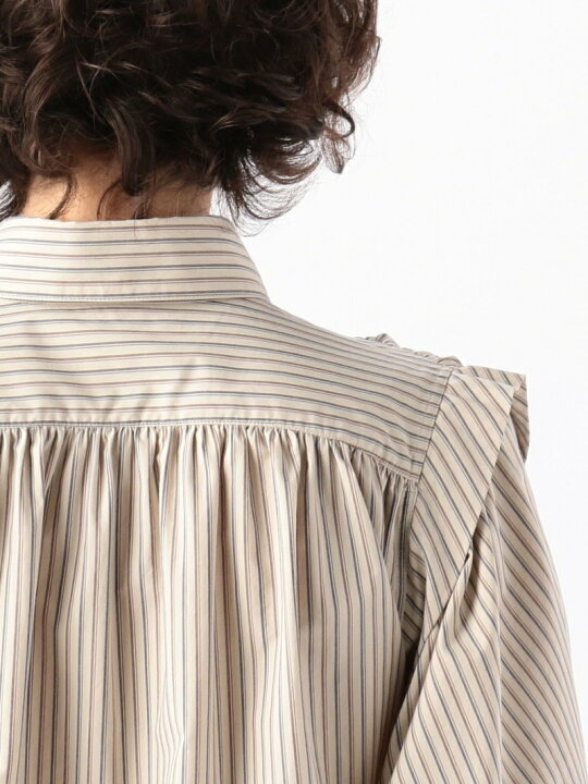 楽天市場】【SALE／30%OFF】コットンストライプ ギャザードブラウス 