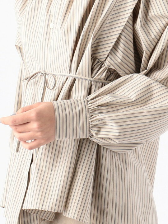 楽天市場】【SALE／30%OFF】コットンストライプ ギャザードブラウス 